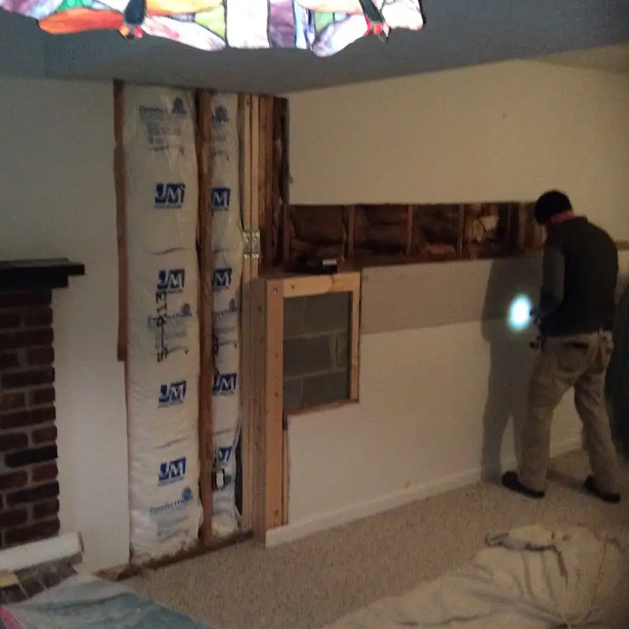 Restoration technician inspecting water damage in Lakeville