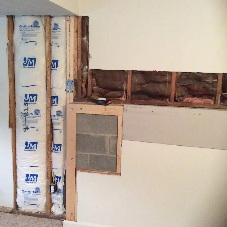 Wall insulation replacement during Basement Flood Cleanup in Lakeville
